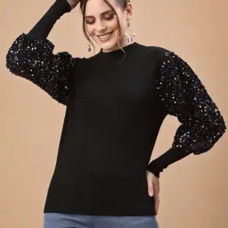 Mafadeny Black Embellished Sweater-image-70