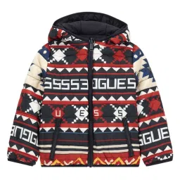Guess Kids Multi All Over Triangle Logo Regular Fit Reversible Puffer Jacket image 3