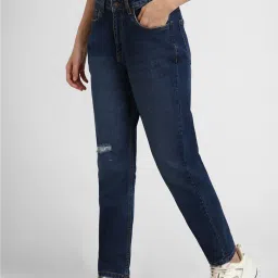 Forever 21 Dark Blue Cotton Distressed Jeans image 3