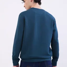 Spykar Teal Green Cotton Poly Regular Typographic Print Sweatshirt image 2