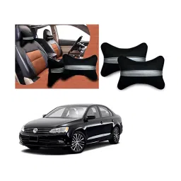 Auto Pearl Black Silver Strip Car Neck Cushion/Neck Pillow Compatible with Volkswagen Jetta Type 2-picture-27