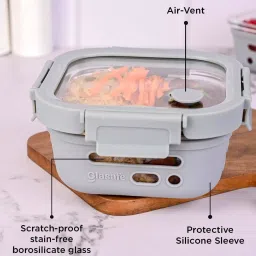 Glasafe Fresh Grip Slate Grey Borosilicate Tiffin - Set of 3 image 3