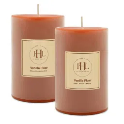 Pure Home and Living Orange Vanilla Fluer Small Pillar Candles - Set of 2 image 3
