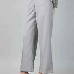 Hancock Basil Green Blended Solid Mid Rise Trousers image 3