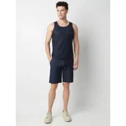 UnderJeans by Spykar Dark Denim Blue Blended Solid Vests image 4