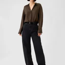 GAP Brown Solid Long Sleeves Shirt image 3