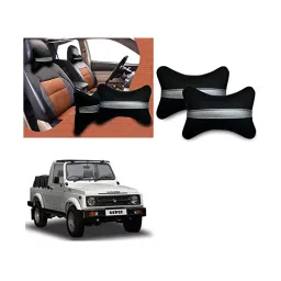 Auto Pearl Black Silver Strip Car Neck Cushion/Neck Pillow Compatible with Maruti Suzuki Gypsy Mg410-picture-28