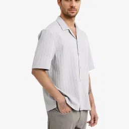 Rare Rabbit Grey Flared Fit Striped Shirt image 3