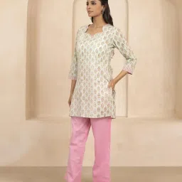 Shuddhi Mint Green Cotton Printed Kurti image 3