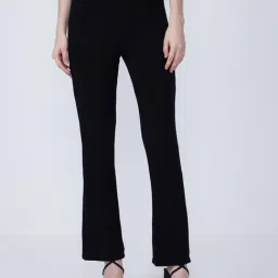 Cover Story Black Flare Fit Mid rise Jeggings-image-0