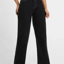 Forever 21 Black Straight Fit Mid Rise Jeans image 3
