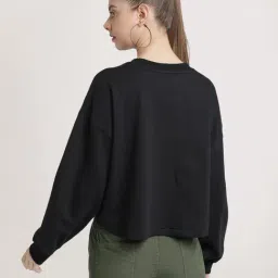 Bene Kleed Black Cotton Relaxed Fit Oversized Sweatshirt image 2