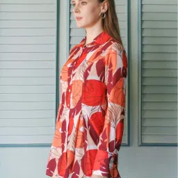 Zink London Red & Orange Printed Shirt image 3