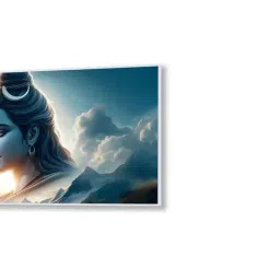 Nestroots Blue Canvas Vibrant Lord Shiva Divine Art Wall Painting - Black Floating Frame image 3