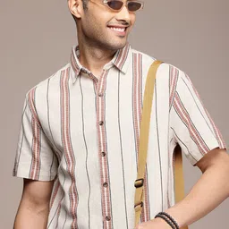 WROGN Striped Comfort Fit Knitted Casual Shirt-picture-15