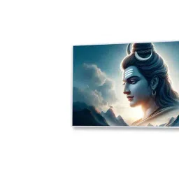 Nestroots Blue Canvas Vibrant Lord Shiva Divine Art Wall Painting - Black Floating Frame image 4