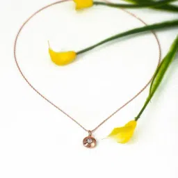 Silberry 92.5 Sterling Silver Rose Gold Round Illusion Pendant with Chain-picture-42