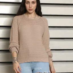 High Star Brown Cotton Self Design Top-picture-34