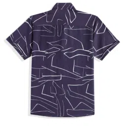 Charchit Boys Navy Cotton Comfort Fit Printed Shirt image 2