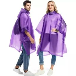 Allextreme Poncho Raincoat Free Size ‎Ethylene Vinyl Acetate (EVA) Transparent Purple With Sleeves for Women, Men, MK012-03-picture-47