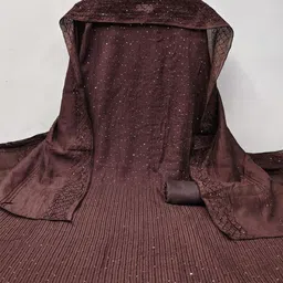 BlissFlair Striped Sequinned Unstitched Dress Material image 2