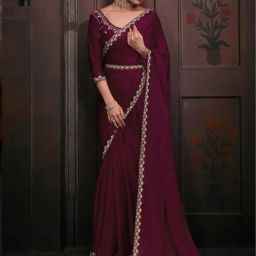 Saree Mall Pink Silk Embellished Saree With Unstitched Blouse-picture-25