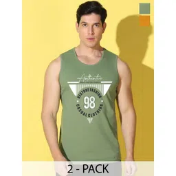 WOOSTRO Pack Of 2 Printed Super Combed Cotton Gym Vests VWS26(98 LGTGREEN)(BKLN MUSTARD)-picture-30