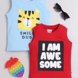 Bumzee Kids Sky Blue & Red Printed T-Shirt (Pack Of 2)-picture-10