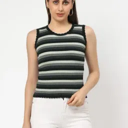 Kalt Green Stripes Sleeveless Top-picture-30