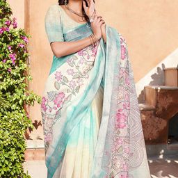 Anouk Floral Zari Linen Blend Saree-picture-35