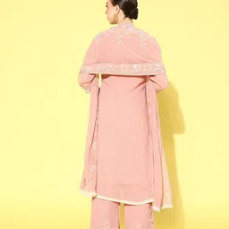 Kvsfab Women Floral Embroidered Regular Kurta with Palazzos & With Dupatta image 2