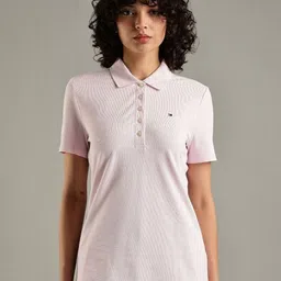 Tommy Hilfiger Women Solid Polo Collar T-shirt-image-55