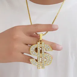 FIMBUL Gold-Plated Cubic Zirconia-Studded Pendants With Chains-picture-35