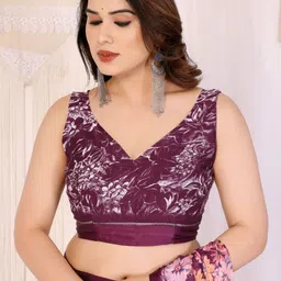 Civamee Floral Printed Satin Saree image 2