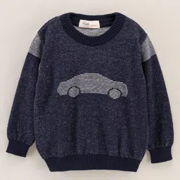 Simply Full Sleeves Sweater Car Print - Navy Blue-picture-14