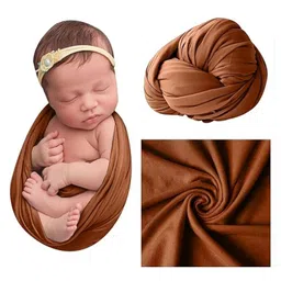 Babymoon Jersey Wrap Baby Photography Props Stretch Without Wrinkle, Anti-Pilling, Breathable Blanket Swaddle Wrap - Lightbrown-picture-10