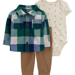Carter's 3-Piece Plaid Fleece Little Jacket Set - Green-picture-32