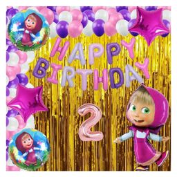 Bubble Trouble No 2 Rose Gold Balloons with Masha Theme Birthday Decoration Items or Kit Multicolor Foil Set of 13 Letters with 30 HD Metallic Purple , Pink & White Balloons birthday celebration Theme Party Decoration Baby Shower   1 Pc Big-picture-20