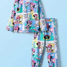 Babyhug Disney 100% Cotton Full Sleeves Co-Ord Night Suit With Minnie Mouse Print - Multi Colour-picture-36