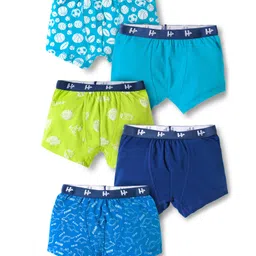 Honeyhap Premium Knit Trunks With Animal Print & Eco Jiva Finish Pack Of 5 - Scuba Blue Indigo Bunting Acid Lime & Limoges-picture-28