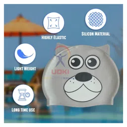 UDKI Dog Design Silicone Swim Cap for Kids Soft, Durable & Comfortable | Encourages Confidence and Fun in the Water (Age 310 Years) (35) image 2