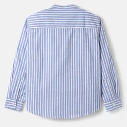 Pine Kids Cotton Woven Full Sleeves Mandarin Collar Shirt With Stripes - Blue image 3
