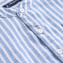 Pine Kids Cotton Woven Full Sleeves Mandarin Collar Shirt With Stripes - Blue image 4
