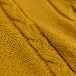 Pine Kids Knit Full Sleeves Woolen Dress with Cable Knit Design - Mustard image 4