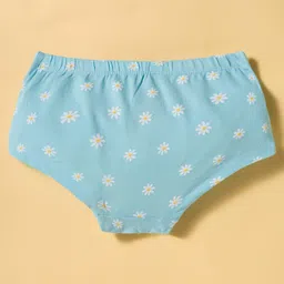 Honeyhap Premium Cotton Knit Striped Panties with Bio Finish & Floral Print Pack of 3 - Bright White Atomizer & Bay image 3