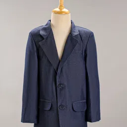 Babyhug Full Sleeves Party Suit With Bow - Blue image 5