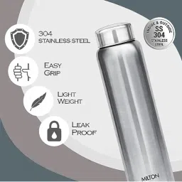 Milton Aqua Silver Stainless Steel Fridge Water Bottle 930 ml - Set of 3 image 3