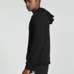 Puma Black Regular Fit Logo Printed Hooded Sweatshirt image 3
