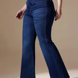 Miss Chase A+ Blue Denim Solid High Rise Jeans image 3