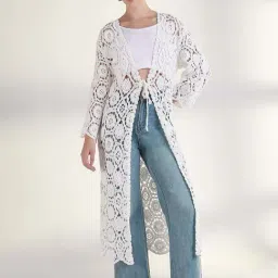 showoffff SHOWOFF White Lace Pattern Shrug-picture-22